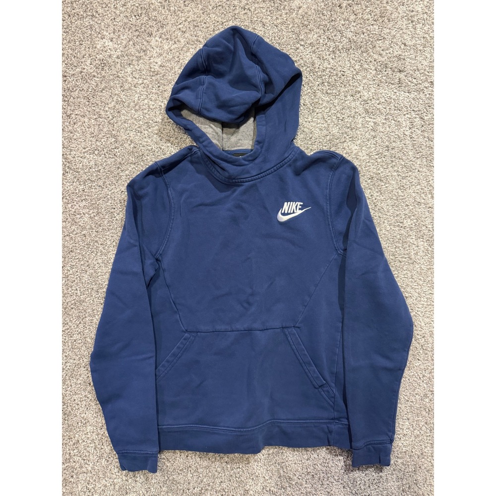 Nike‎ Hoodie Kids Large Blue Sportswear Pullover Fleece Logo Sweatshirt